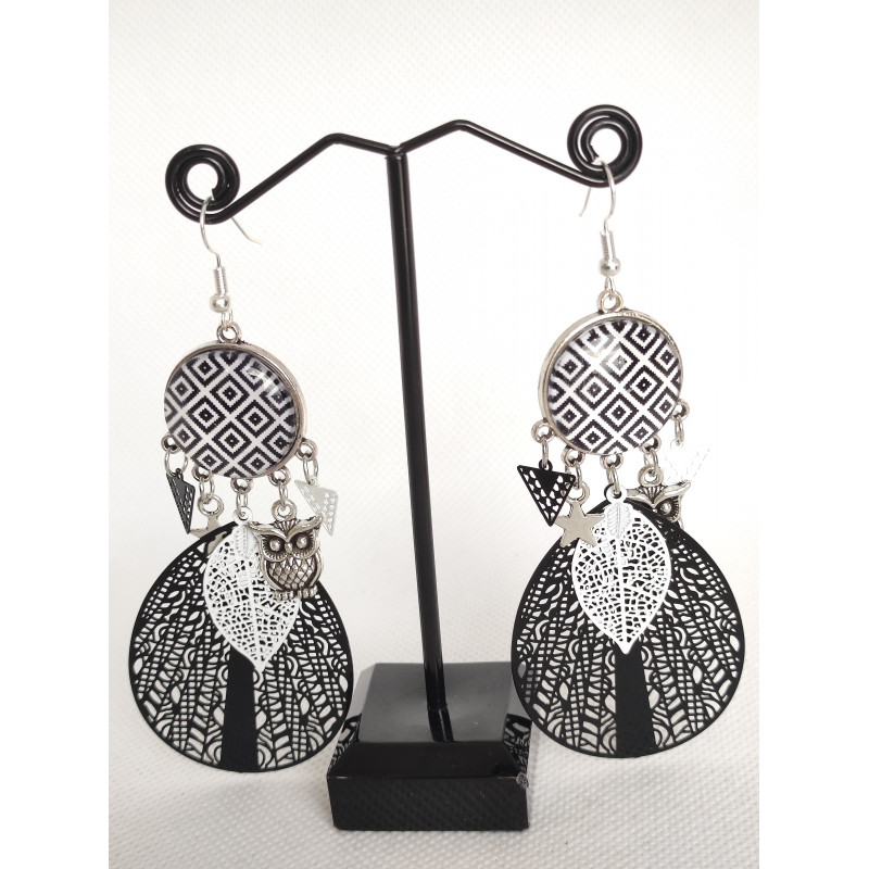Boucles d'oreilles Noir et Blanc 2