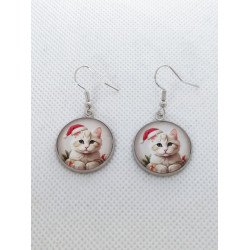 Boucles d'oreilles Noël chat 1