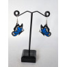 Boucles d'oreilles Papillon bleu noir blanc 3D