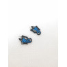 Boucles d'oreilles Papillon bleu noir blanc 3D