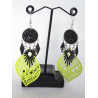 Boucles d'oreilles Vert et strass noir 5
