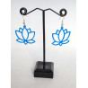 Boucles d'oreilles Fleurs de Lotus Bleu 3D