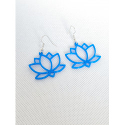 Boucles d'oreilles Fleurs de Lotus Bleu 3D