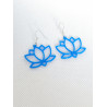 Boucles d'oreilles Fleurs de Lotus Bleu 3D