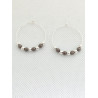 Boucles d'oreilles Créoles perles anthracite&argent