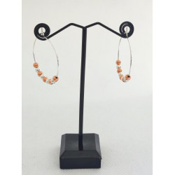Boucles d'oreilles Créoles perles rose&argent