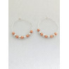 Boucles d'oreilles Créoles perles rose&argent