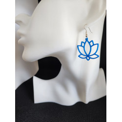 Boucles d'oreilles Fleurs de Lotus Bleu 3D