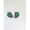 Boucles d'oreilles Papillon Vert noir blanc 3D