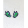 Boucles d'oreilles Papillon Vert noir blanc 3D