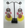 Boucles d'oreilles Tête de mort rose et jaune 12