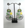 Boucles d'oreilles design vert et jaune 11
