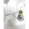 Boucles d'oreilles design vert et jaune 11
