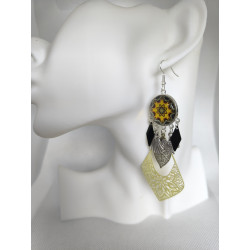 Boucles d'oreilles Mandala jaune 9