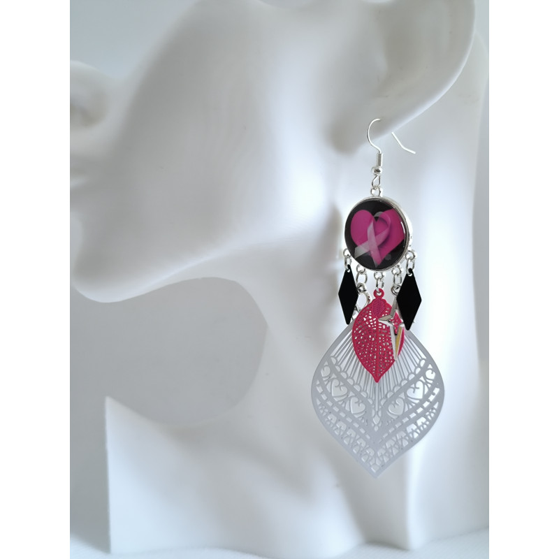 Boucles d'oreilles Octobre Rose 6