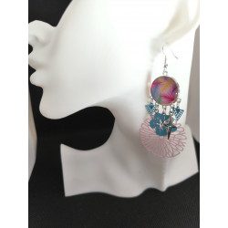 Boucles d'oreilles Feuille Rose 16