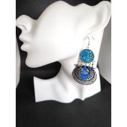 Boucles d'oreilles Strass bleu étoiles