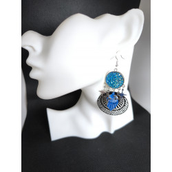 Boucles d'oreilles Strass bleu étoiles