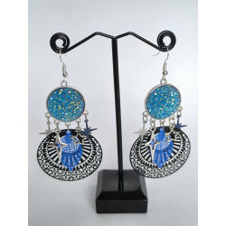 Boucles d'oreilles Strass bleu étoiles