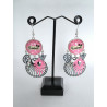 Boucles d'oreilles Louloute noir et rose