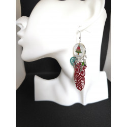 Boucles d'oreilles Noel Rouge Hibou