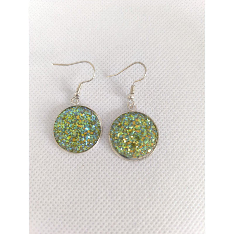 Boucles d'oreilles Petite strass vert