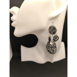 Boucles d'oreilles Mandala Noir & Blanc