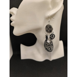 Boucles d'oreilles Mandala Noir & Blanc
