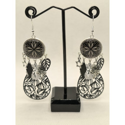 Boucles d'oreilles Mandala Noir & Blanc