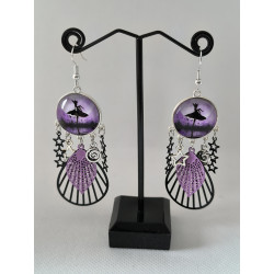 Boucles d'oreilles Fée Noir & Violet