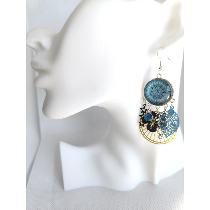 Boucles d'oreilles Oeil Mandala turquoise 35