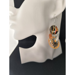 Boucles d'oreilles Design noir et orange  38