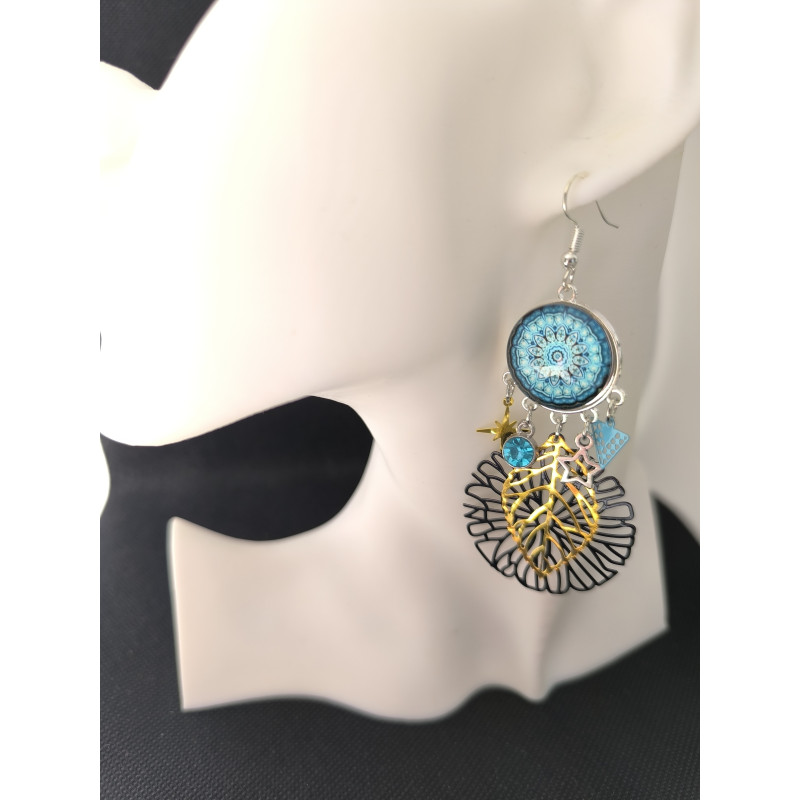 Boucles d'oreilles Mandala turquoise 36