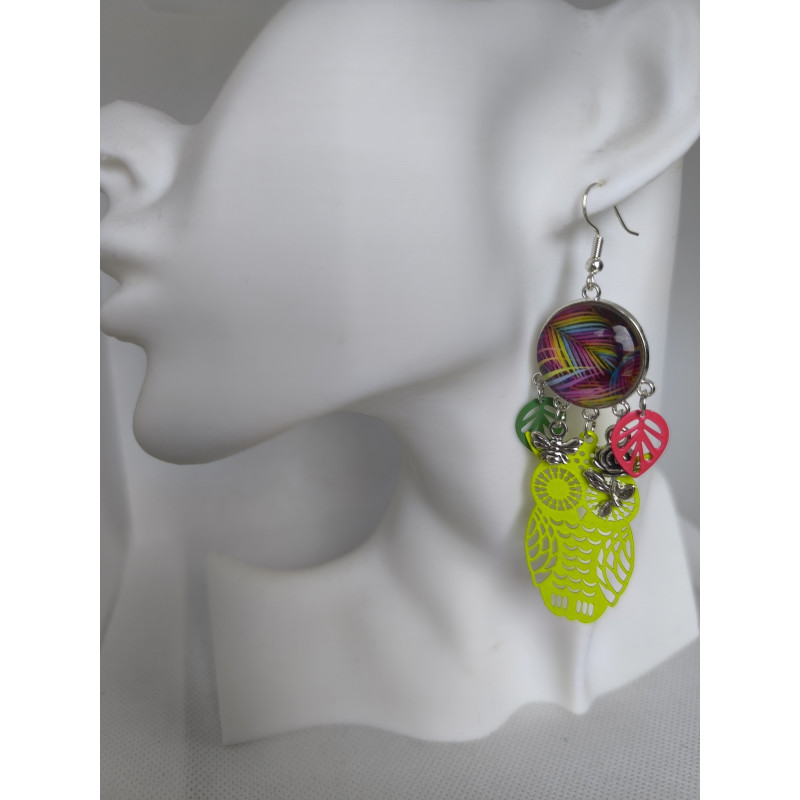 Boucles d'oreilles Feuilles Multicolores
